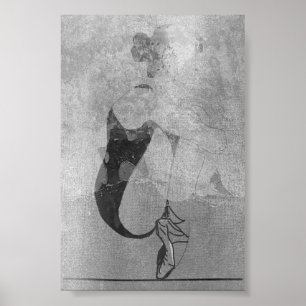 Poster Corpo de Cabelo Vermelho de Ballerina Cinza Negra 