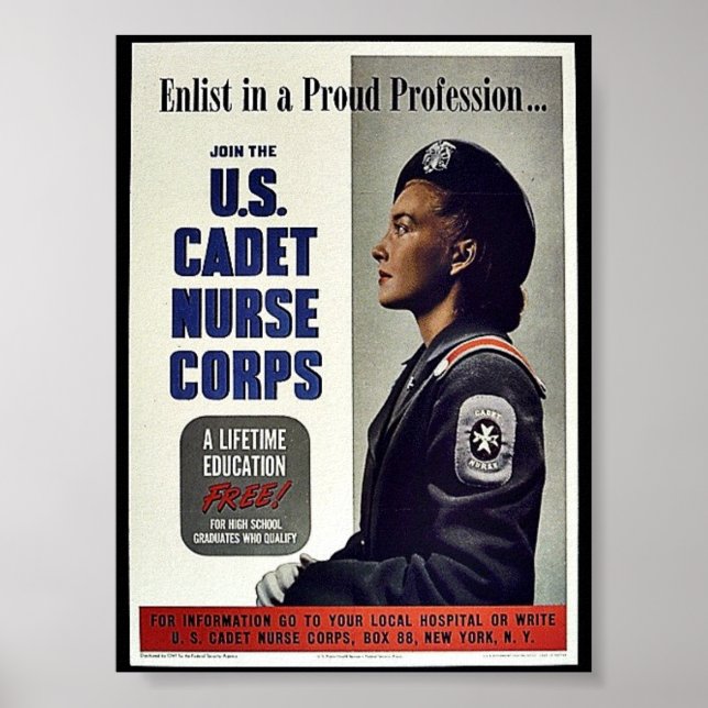 Poster Corpo de Enfermeira de Cadetes dos EUA (Frente)