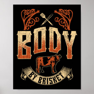 Poster Corpo Por Pincelada De Grelha De Churrasco De Bris