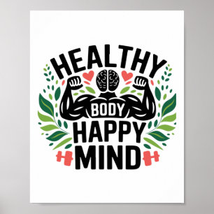 Poster Corpo Saudável Mente Sã e Saudável Estilo de Vida 