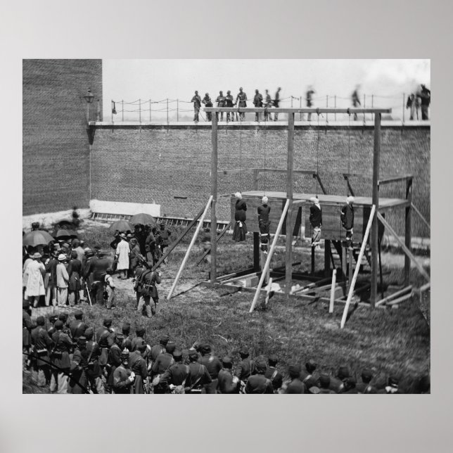 Póster Corpos Prendendo de Conspiradores de Lincoln, 1865 (Frente)