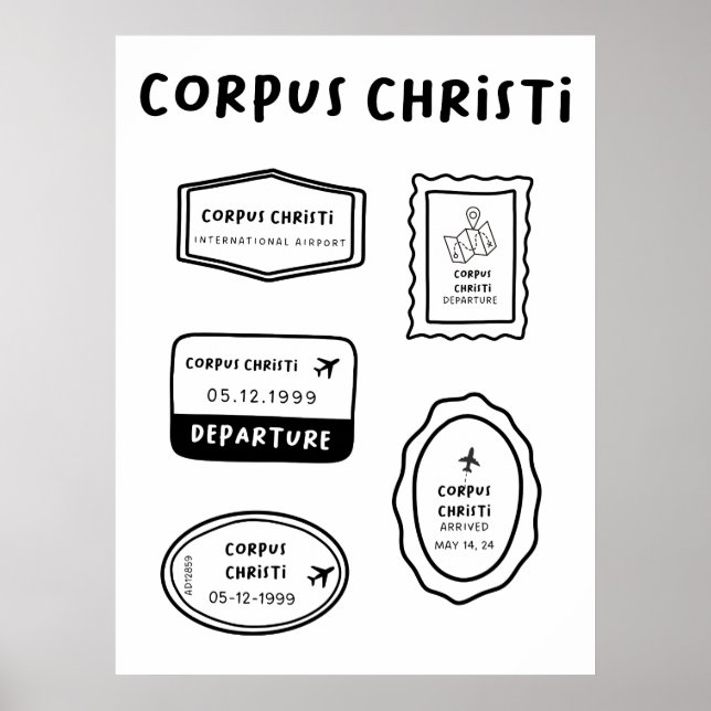 Poster Corpus Christi - Coleção de Carimbos de Viagem (Frente)