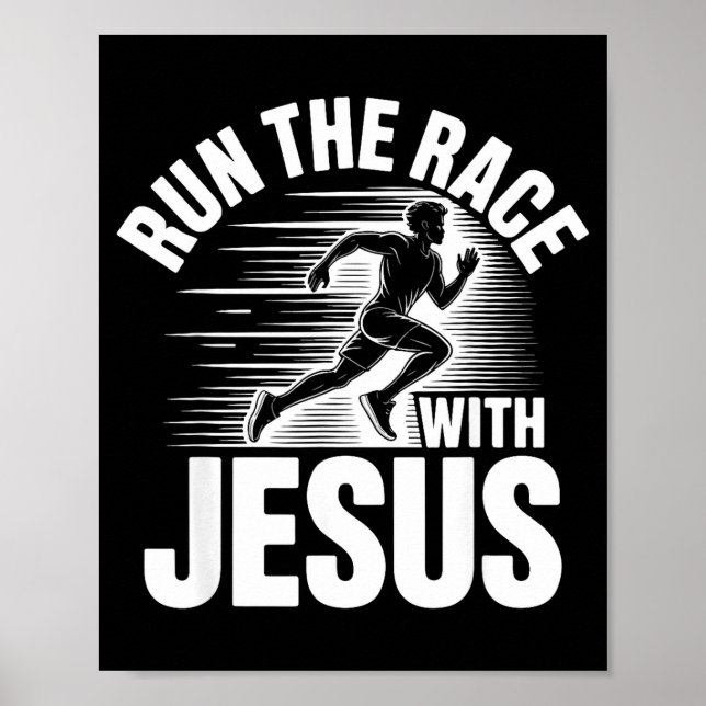 Poster Corra A Corrida Com Jesus Citação Motivacional  (Frente)