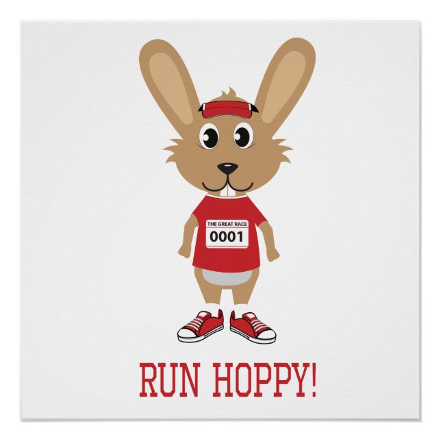 Póster Corra Hoppy! Rabbit Runner em Vermelho (Frente)