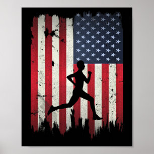 Poster Corredor Correndo EUA Bandeira Americana 4 De Julh