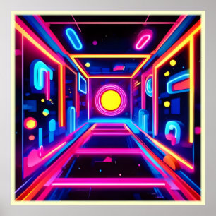 Poster Corredor Neon: Uma Odisseia Digital