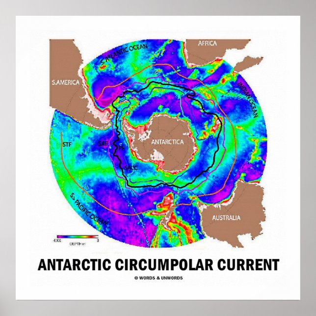 Póster Corrente Circumpolar Antártica (Mapa Atual do Ocea (Frente)