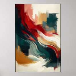 Poster Correntes de abstrato em uma Canvas de Creme
