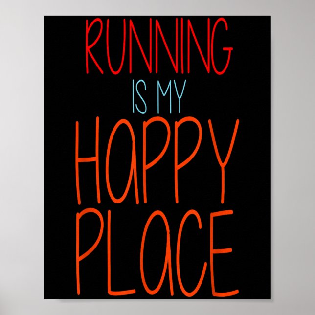 Poster Correr É O Meu Lugar Feliz, Funny Marathon Runner (Frente)