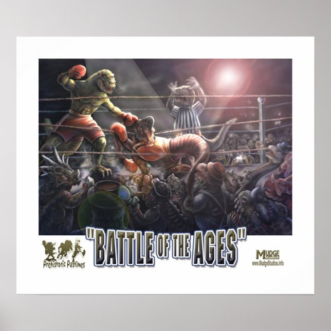 Poster Correspondência de Boxing do Dinossauro (Frente)