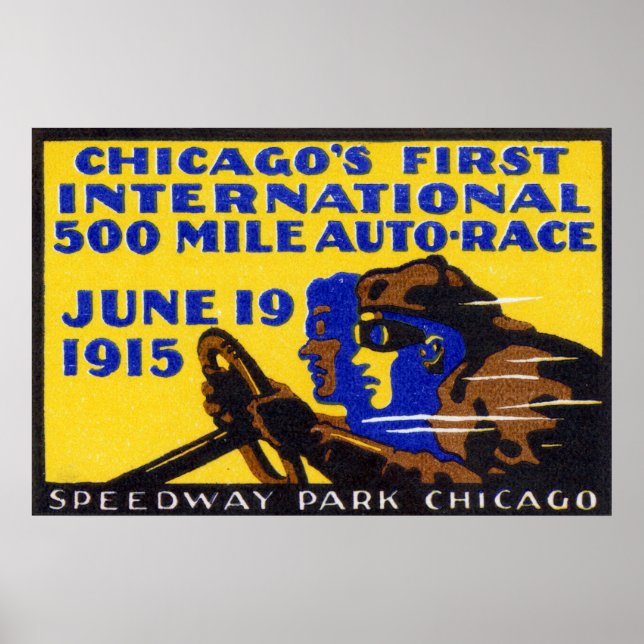 Poster Corrida Automática de Chicago 1915 (Frente)