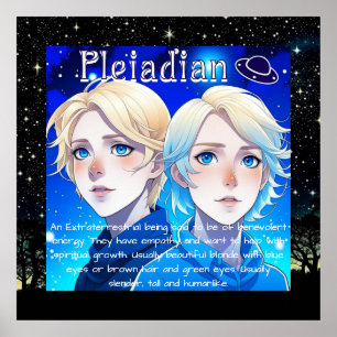 Poster Corrida de Alienígena Pleiadiana com Estrelas e OV