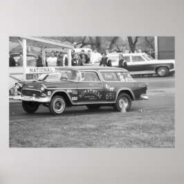 Póster Corrida de Arrasto Vintage - Nômada Chevy BelAir d