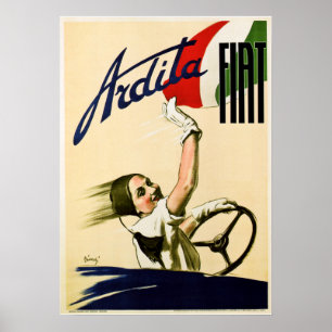 Poster Corrida de Carros vintage de publicidade FIAT ARDI