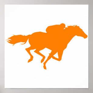 Poster Corrida de Cavalos Laranja