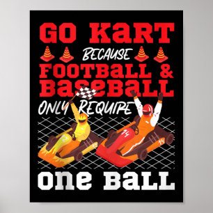 Poster Corrida de Kart Vintage Go Kart Porque Futebol &a