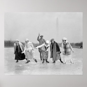 Póster Corrida de Patinação no Gelo, 1925. Foto Antiga
