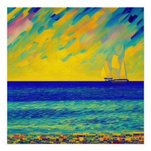 Póster "Corrida do Céu Amarelo" Paisagem Marítima