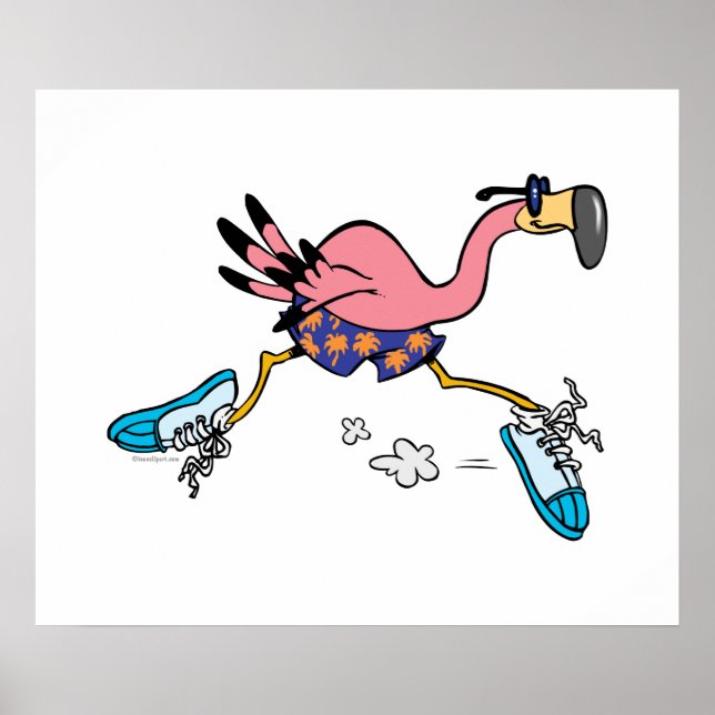 Póster corrida fofo bobo correndo flamingo (Frente)