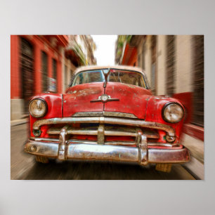 Póster Corridas de automóveis nas ruas de Havana, Cuba