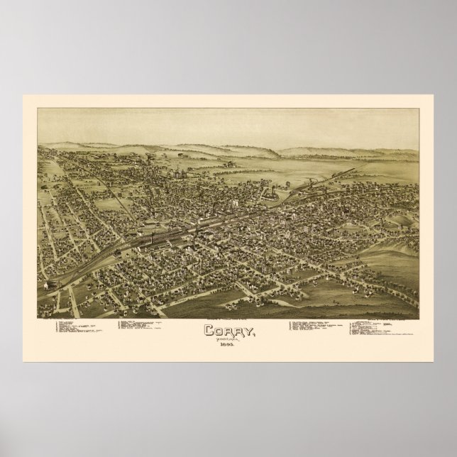 Póster Corry, PA Panorâmica - 1895 (Frente)