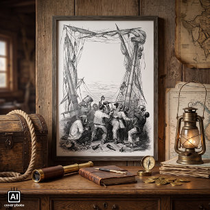 Póster Corsários do vintage e um navio de pirata