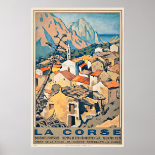 Poster Córsega França Cartaz de Viagem Antigo