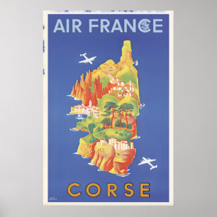 Poster Córsega França Cartaz de Viagem Vintage Arte Perso