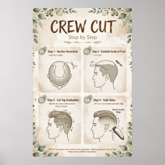 Poster Corte de Cabelo Crew Passo a Passo