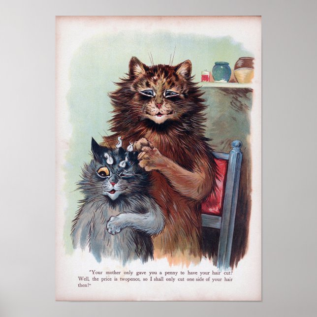 Poster Corte de Cabelo de Gato, Louis Wain (Frente)
