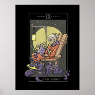 Poster Corte de Hermit Tarot Card com Corte