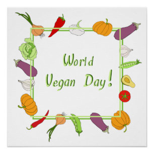 Póster Corte Minimalista do Dia Mundial da Vegetariana