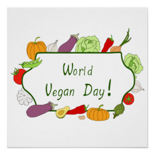 Póster Corte Minimalista do Dia Mundial da Vegetariana