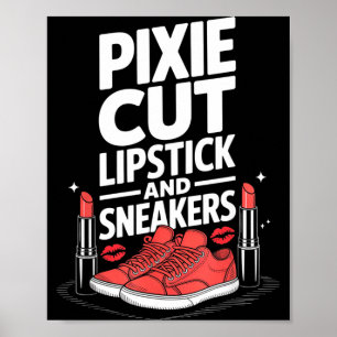 Poster Corte pixie batom e tênis estilo de cabelo curto