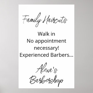 Poster Cortes de Cabelo da Família Caminham em Barbershop