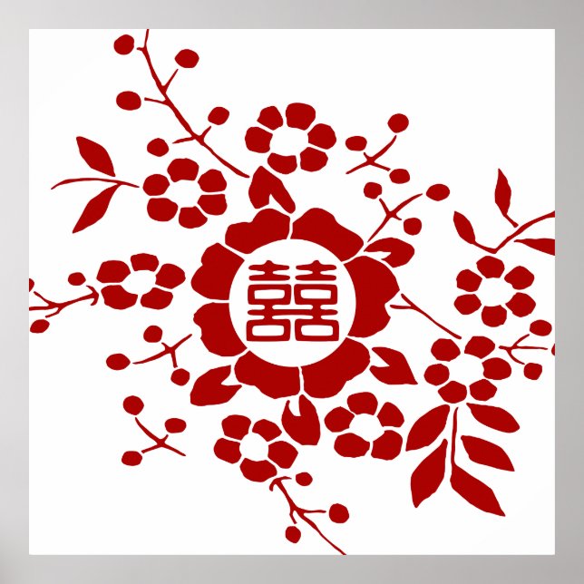 Póster Cortes em Papel Floral - Felicidade Dupla Branca (Frente)