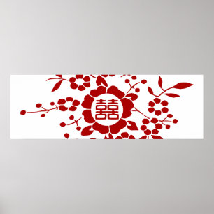 Póster Cortes em Papel Floral - Felicidade Dupla Branca