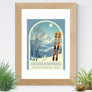 Poster Cortina d’Ampezzo Dolomiti Superski Itália esqui