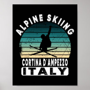 Poster Cortina D’ampezzo Ski Resort Italiano Alpes Skiing