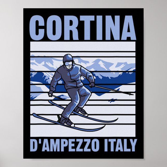 Poster Cortina D'ampezzo Itália Esqui  (Frente)