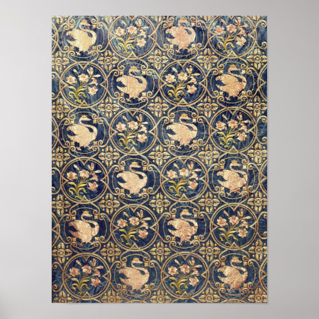 Poster Cortina decorada com cisnes e fêmures (Frente)