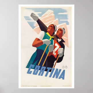 Poster Cortina, Itália - Cartaz Esportivo Antigo de 1938