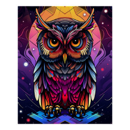 Póster Coruja abstrato color