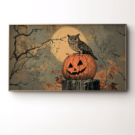 Poster Coruja Antiga no Jack-o'-Lantern