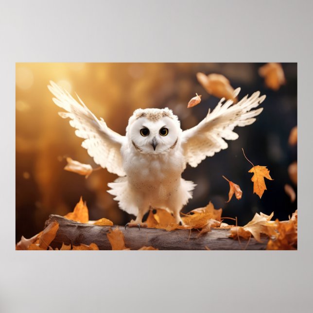 Poster Coruja Aves Selvagens Tranquilo Animais Pacíficos (Frente)