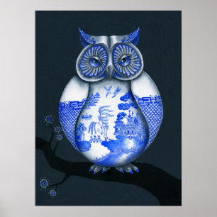 Poster Coruja azul do salgueiro