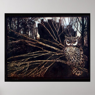 Poster Coruja de noite Rackham do vintage