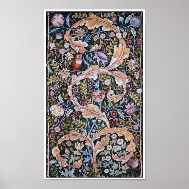 Poster Coruja e Flores, William Morris (Frente)
