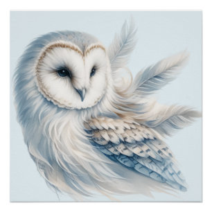 Póster Coruja Elegante em Watercolor