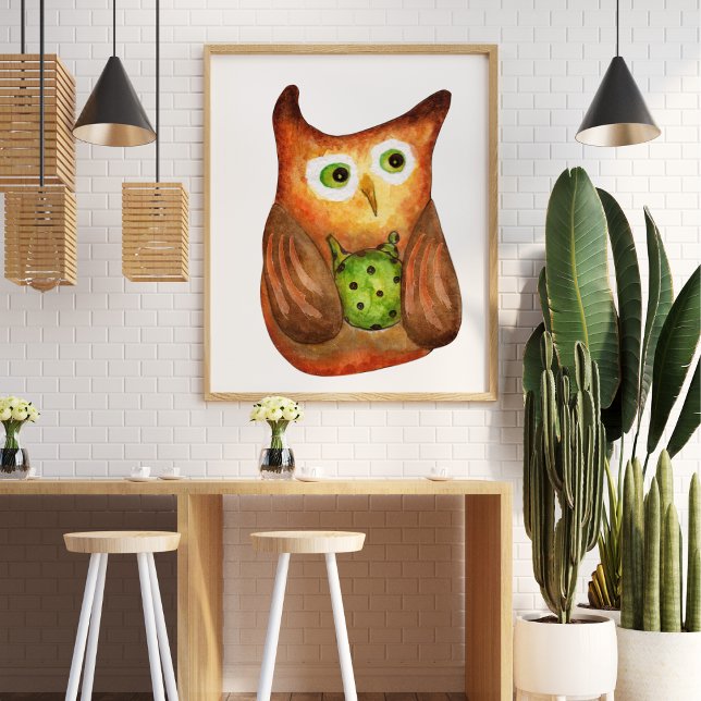 Poster Coruja engraçada e engraçada, ilustração decorativ (Criador carregado)